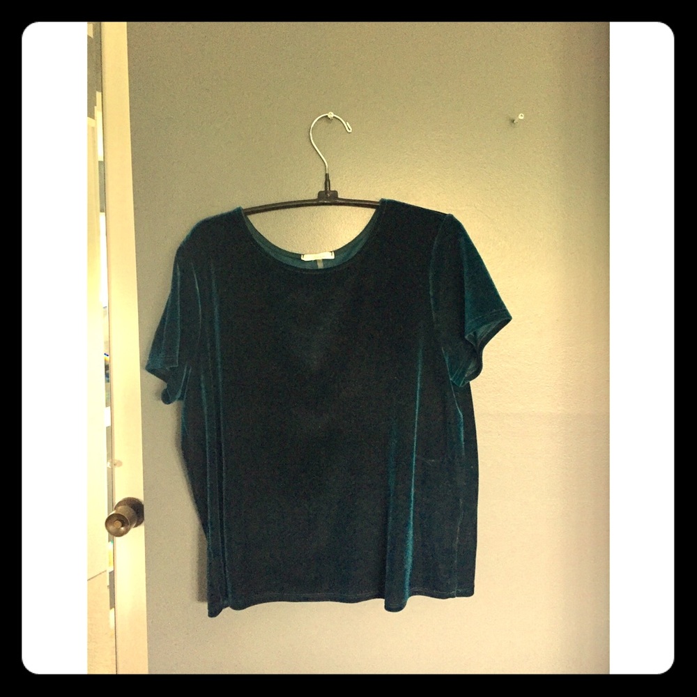 Turquoise velvet blouse